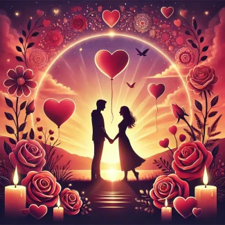 DALL·E 2024-08-23 21.25.30 – A heartwarming graphic representing love. In the center, a couple holding hands is silhouetted against a beautiful sunset, with warm, soft light illum DALL·E 2024-08-23 21.25.30 - A heartwarming graphic representing love. In the center, a couple holding hands is silhouetted against a beautiful sunset, with warm, soft light illum